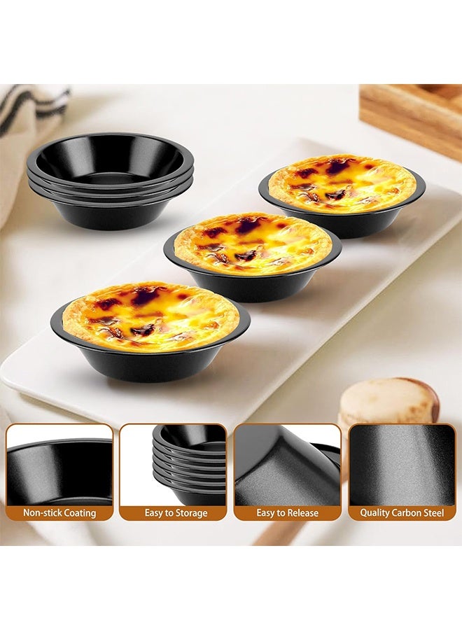 HS 5 Inch Round Mini Tart Tins Pie Dishes, 5 Packs Reusable Round Pie Tins Nonstick Pie Plate, Carbon Steel Mini Tart Pan, Small Cake Baking Set For Pizza Bread Meat Dessert, Black - Image 4