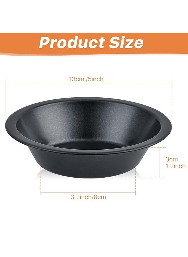 HS 5 Inch Round Mini Tart Tins Pie Dishes, 5 Packs Reusable Round Pie Tins Nonstick Pie Plate, Carbon Steel Mini Tart Pan, Small Cake Baking Set For Pizza Bread Meat Dessert, Black - Image 2