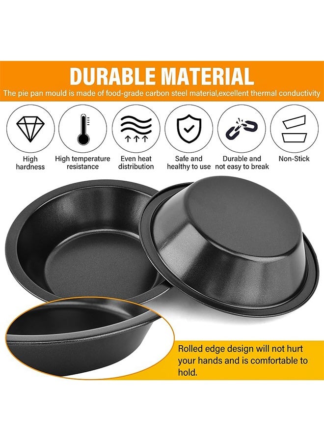 HS 5 Inch Round Mini Tart Tins Pie Dishes, 5 Packs Reusable Round Pie Tins Nonstick Pie Plate, Carbon Steel Mini Tart Pan, Small Cake Baking Set For Pizza Bread Meat Dessert, Black - Image 3