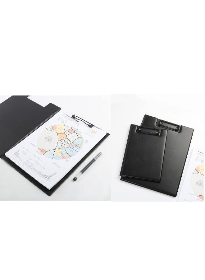 Generic Leather A5 Foldable Clipboard, 2 Pcs, Thicken PU File Folder, 360-Degree Over Flip Writing Pad, Document Storage Organizer for Business Meetings and Office Use  - Image 2