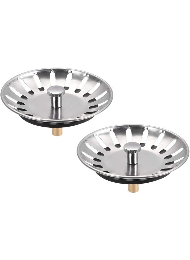 SHOWAY 2PCS Sink Strainer Stopper for Kitchen, Universal Silicone Kitchen Sink Drain Strainer, Food Catcher Strainer Plug for Kitchen Sink Drain Silver  - Image 1