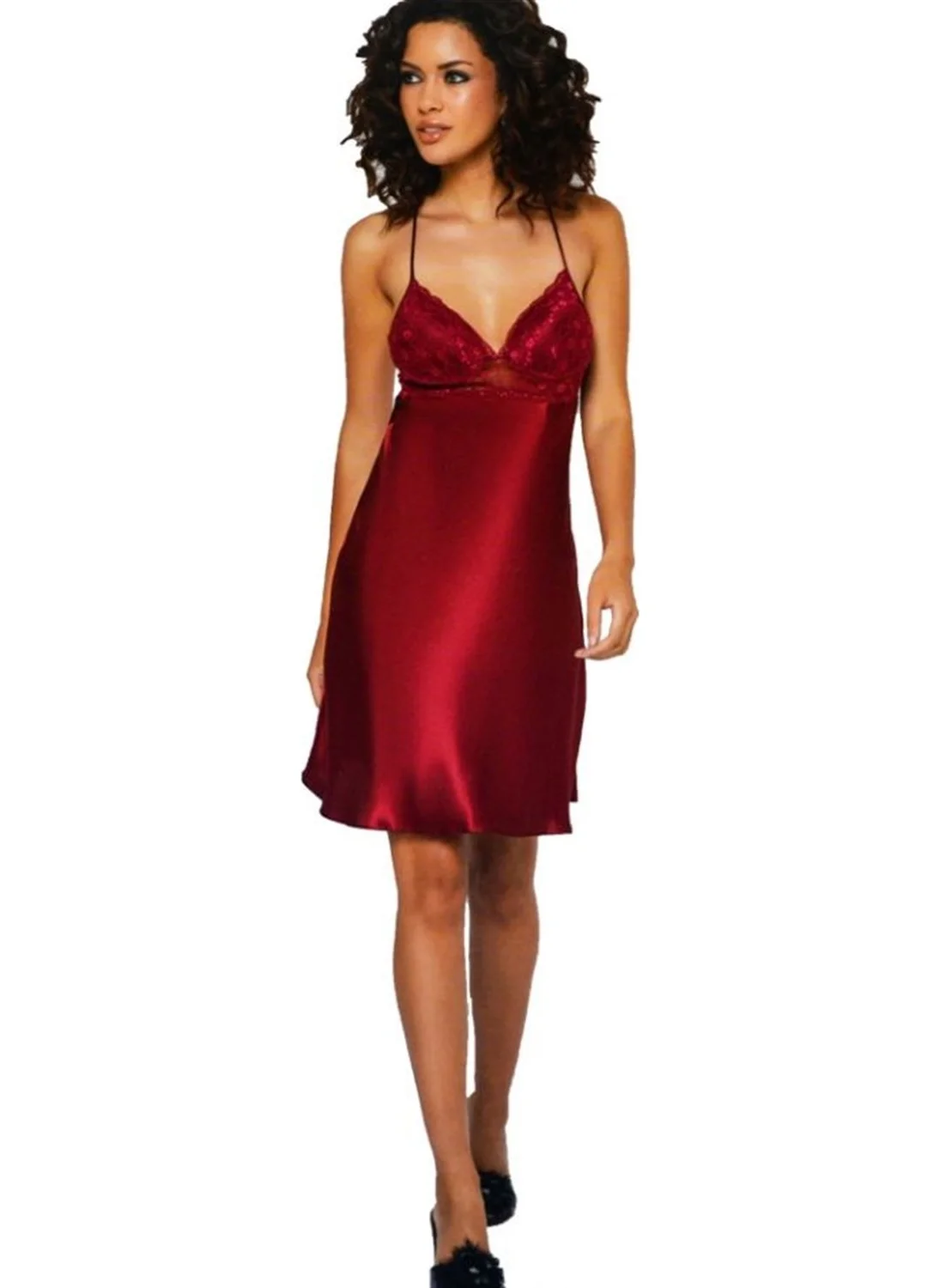 pierre cardin Lace Satin Nightgown 630 Black