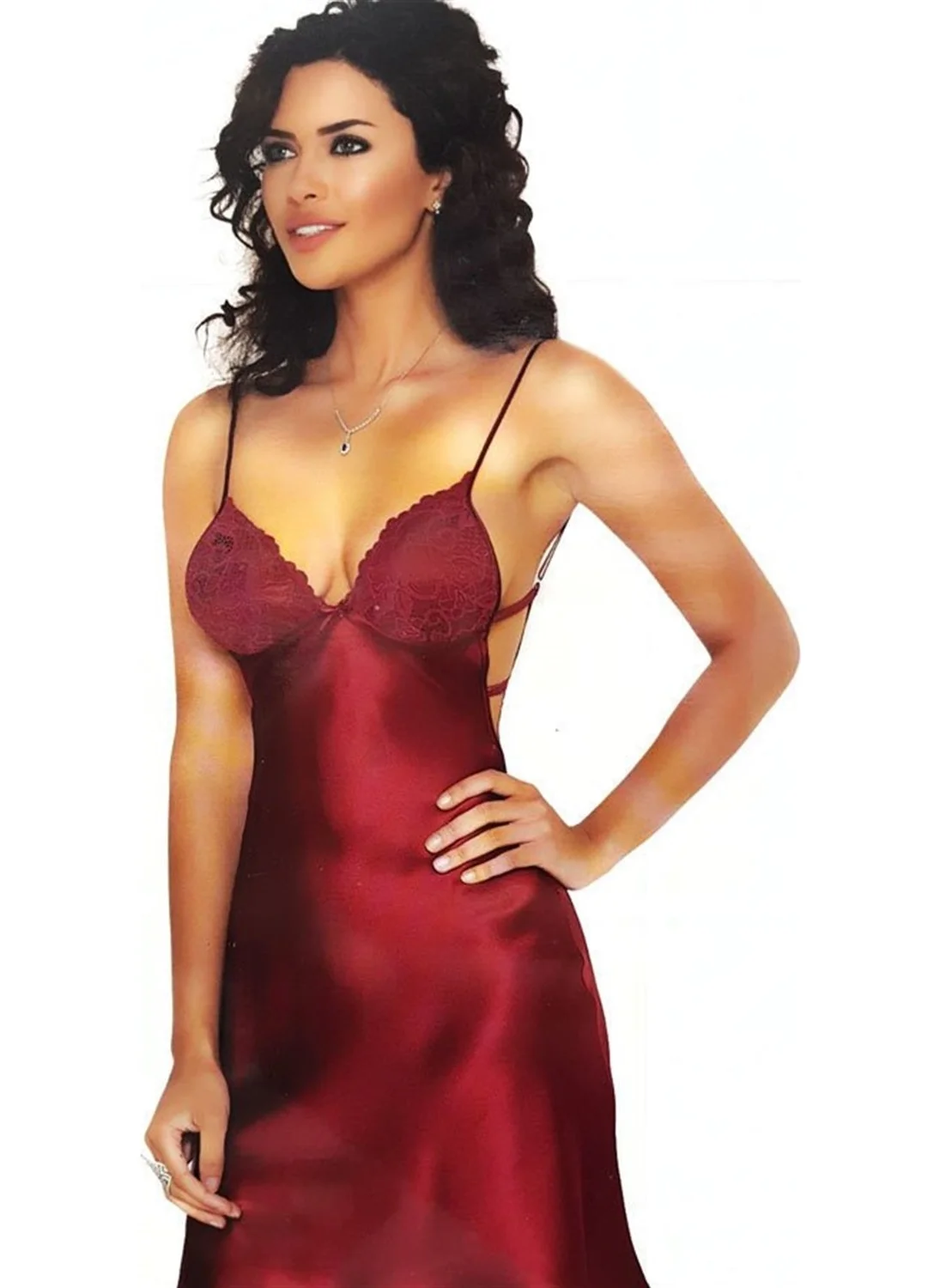 pierre cardin Lace Satin Nightgown 630 Black