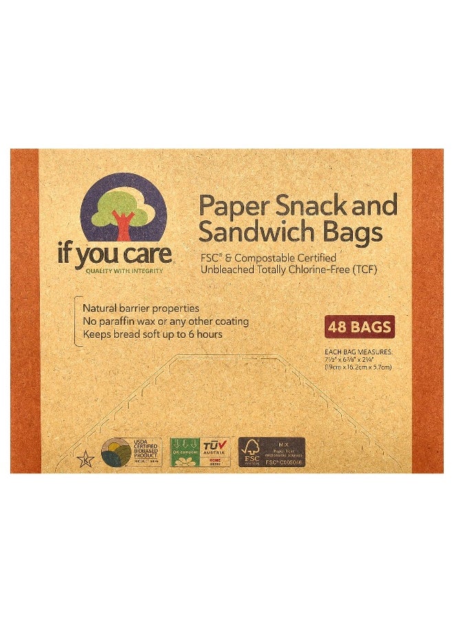 If you care If You Care, Paper Snack and Sandwich Bags, 48 Bags  - Image 1