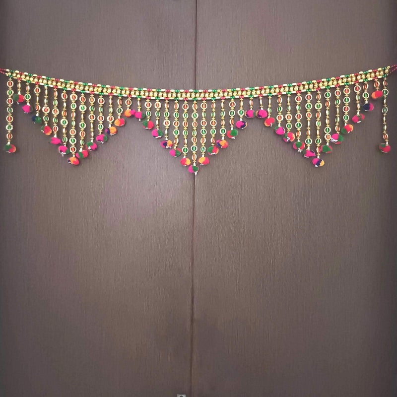 CREYENTES Toran For Door,Golden Zula Toran,Bandarwal For Home Door,Wall Hanging Door Decor,Main Entrance,Decoration For Living Room,Temple,Pooja Room,Diwali(Jummar), 36 Cm - Image 3