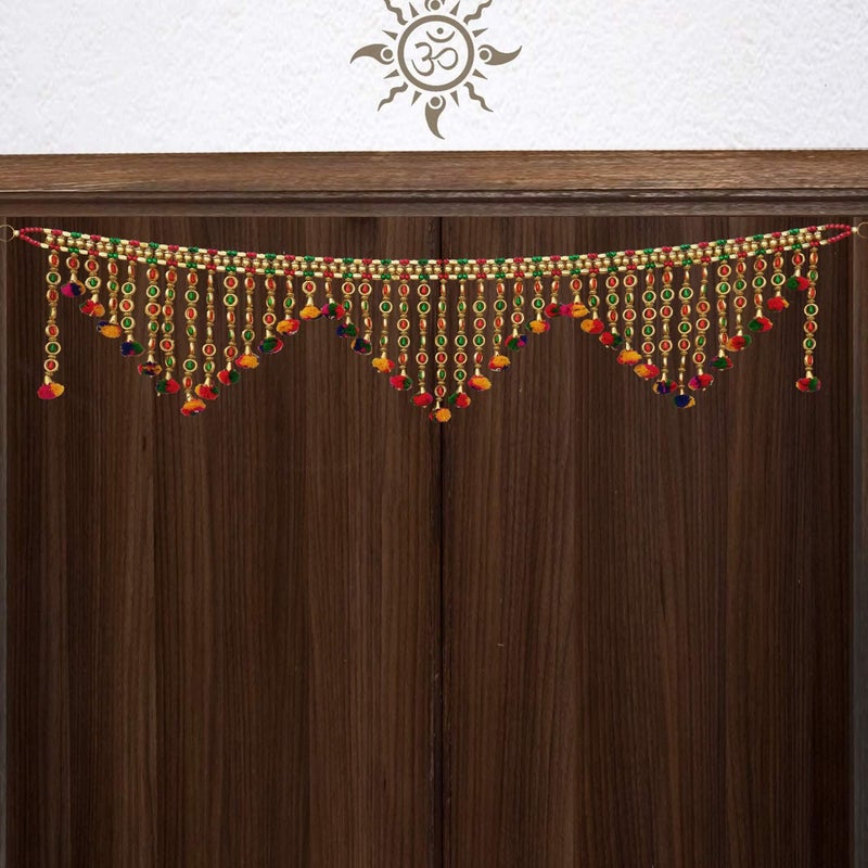 CREYENTES Toran For Door,Golden Zula Toran,Bandarwal For Home Door,Wall Hanging Door Decor,Main Entrance,Decoration For Living Room,Temple,Pooja Room,Diwali(Jummar), 36 Cm - Image 1