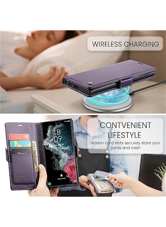 Samsung Galaxy S22 Ultra 5G RFID Blocking Wallet Case - Purple - Image 5