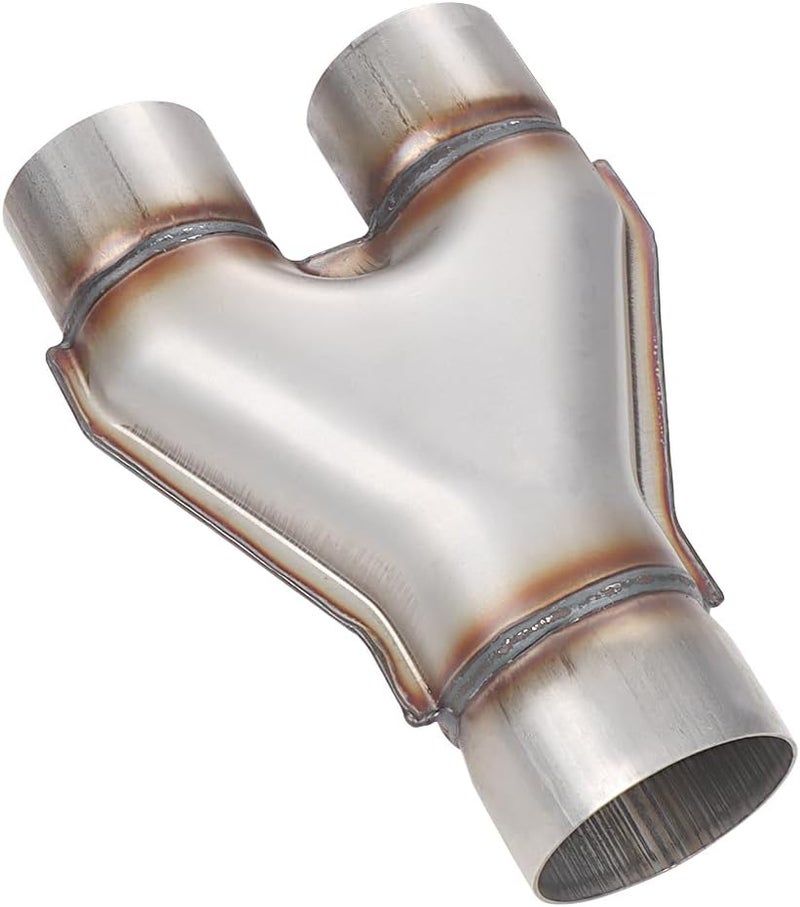 LCGP Stainless Steel Y Pipe 3 Inch ID Single to 2.5 Inch ID Dual Stamped Exhaust Adapter Connector - Image 1