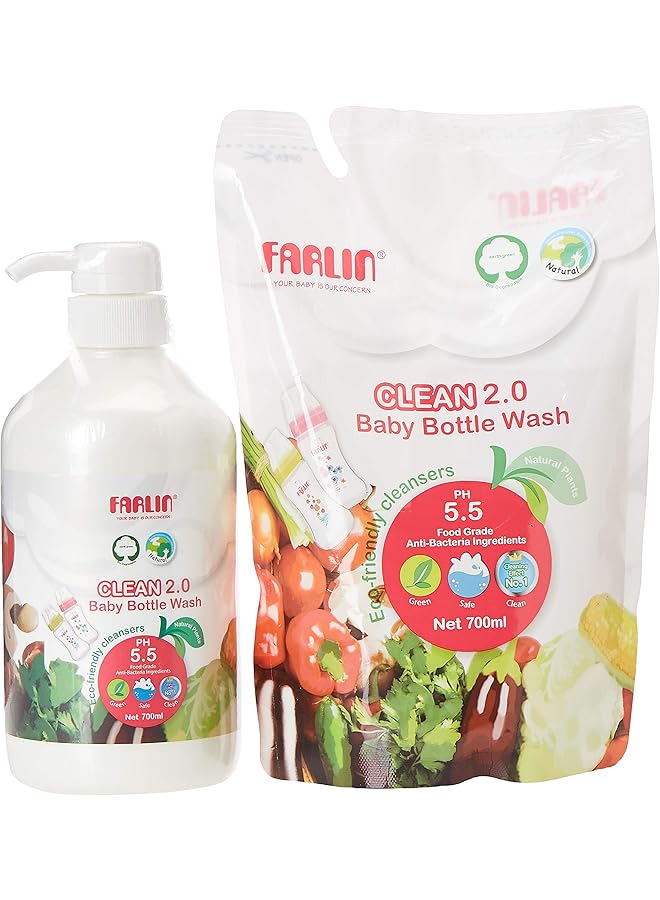 FARLIN Combo Set Wash & Brush 700Ml + 700 Ml Refill + Bottle Brush - Image 2