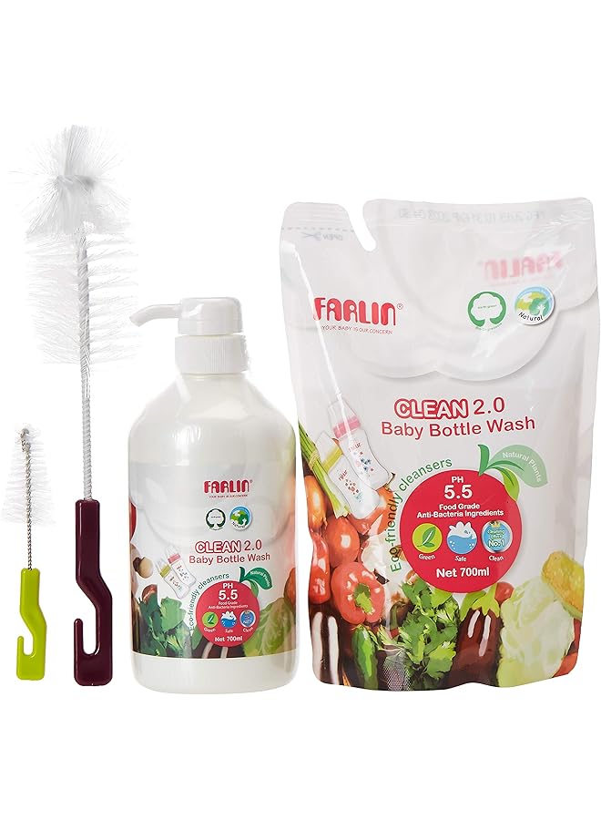 FARLIN Combo Set Wash & Brush 700Ml + 700 Ml Refill + Bottle Brush - Image 1