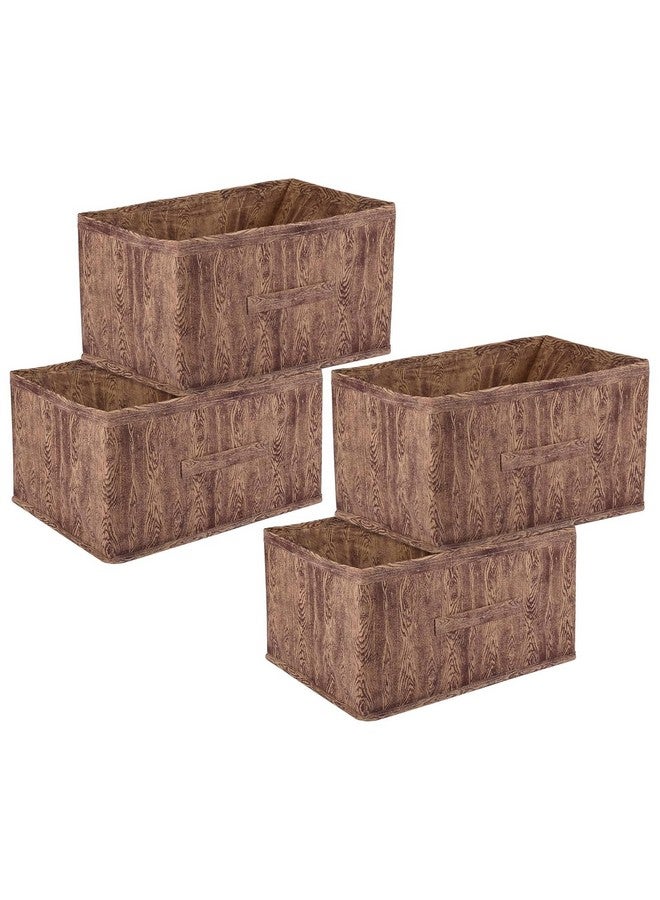 Kuber Industries Pack of 6 Foldable Storage Organiser | Wooden Print Storage Box for Books & Toys | Cloth Organizer for Wardrobe | Cupboard Drawer Organizer | Brown - Image 2