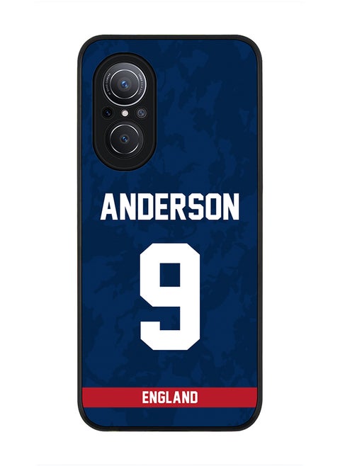 Rugged Black Edge Case for Huawei Nova 9 SE , Slim fit Soft Case Flexible Rubber Edges Thin Cover - Player Name - James Anderson, Jersey Number- 9
