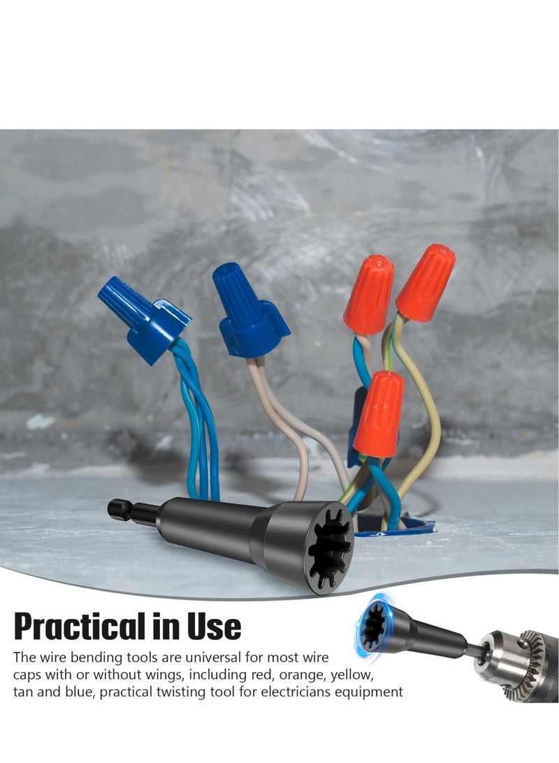 Excefore Wire Twisting Tool, 2Pcs Wire Twister Electrician Tools Wire Connector Driver Wire Bending Tools with 1/4 Chuck for Man Drill and Wire (Black) - Image 3