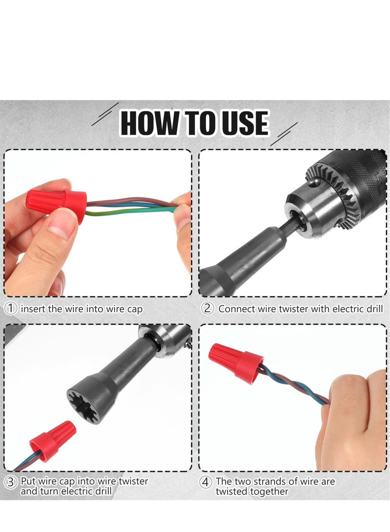 Excefore Wire Twisting Tool, 2Pcs Wire Twister Electrician Tools Wire Connector Driver Wire Bending Tools with 1/4 Chuck for Man Drill and Wire (Black) - Image 4