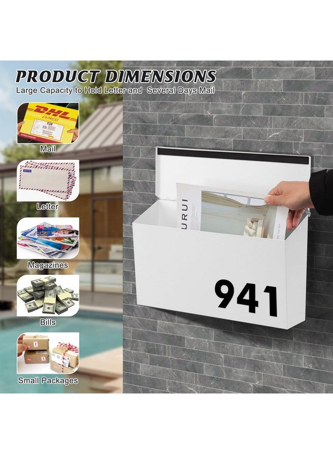 KYODOLED Wall-Mount Mailbox,Large Capacity Mail Box,Galvanized Steel Rust-Proof Metal Post Box,Mailboxes for Outside,15.7"x9.9"x4.9" White - Image 3