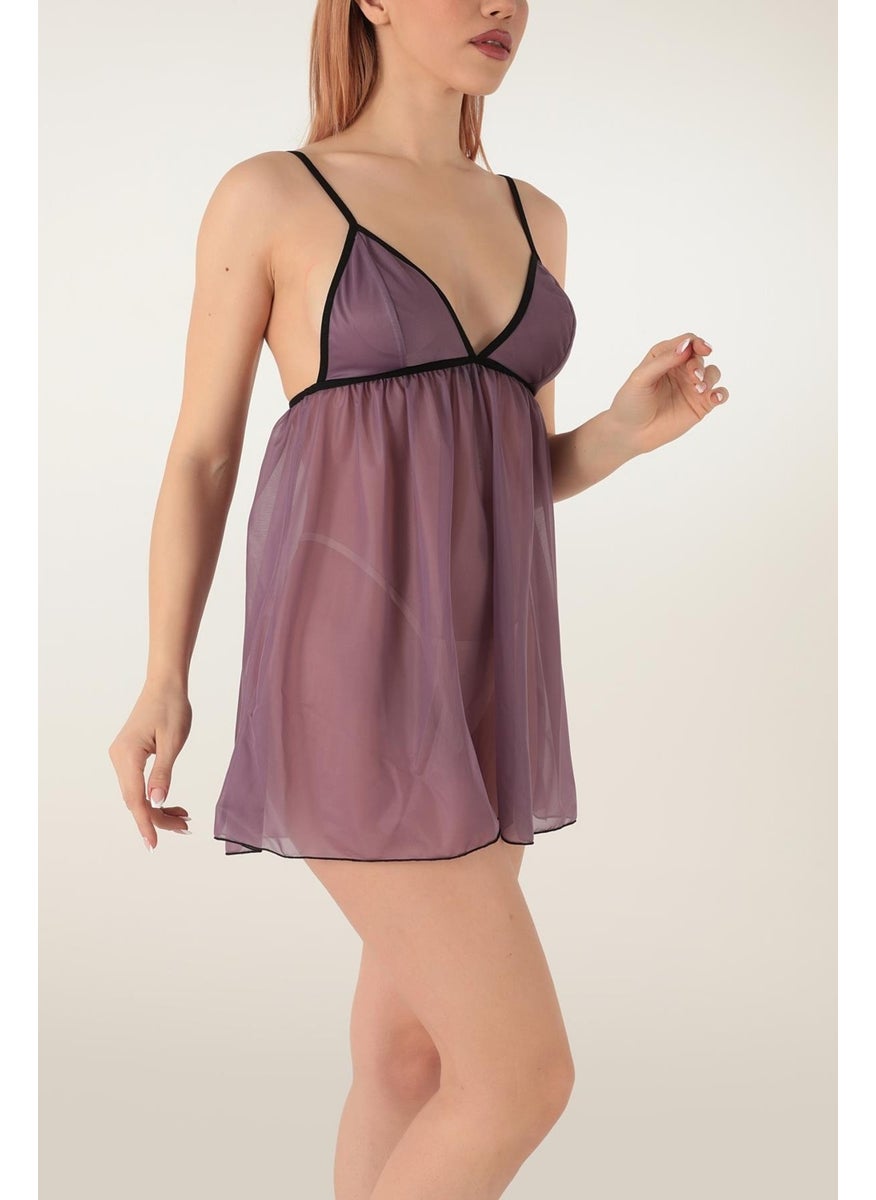 Miorre - Fixed Strap Transparent Mini Nightgown - Image 1