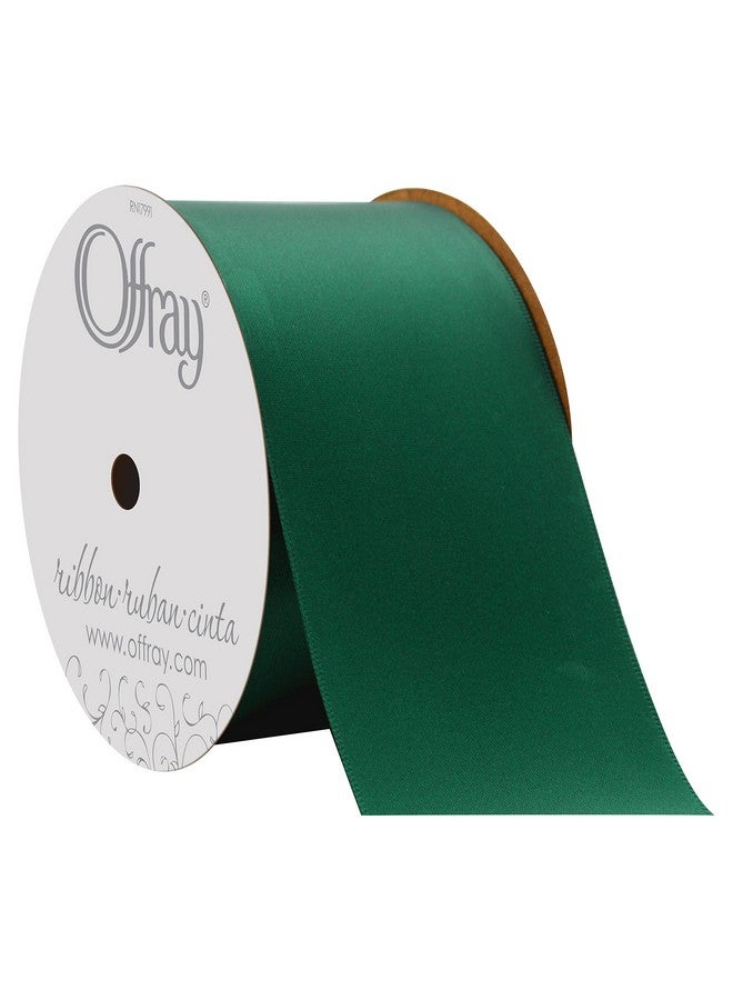 Berwick Offray 2.25" Wide Double Face Satin Ribbon, Forest Green, 10 Yds - Image 1