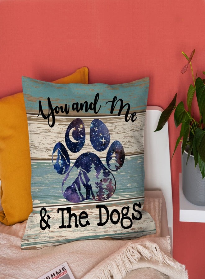 Burosev Rustic You Me and The Dogs Paw Soft Throw Pillow Cover, Camper Camping Decorative Pillowcase, Dog Lover Farmhouse Decor Decorations for Home Rv Sofa Living Room (18 x 18 Inch) - Image 2