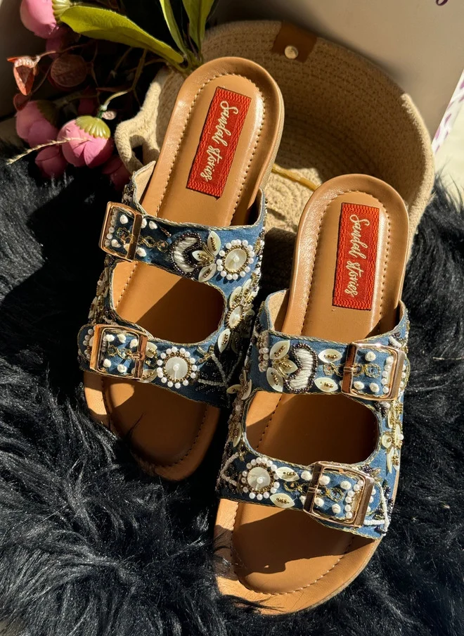 صندل ستوريز SANDAL STORIES Women Open Toe Flats with Embroidered Design