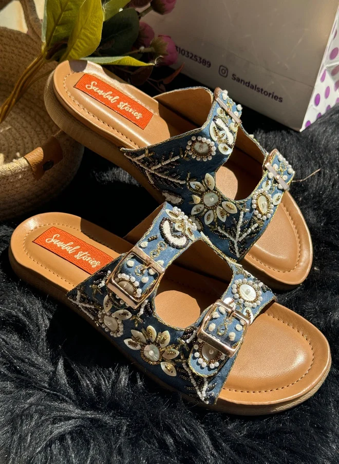 صندل ستوريز SANDAL STORIES Women Open Toe Flats with Embroidered Design