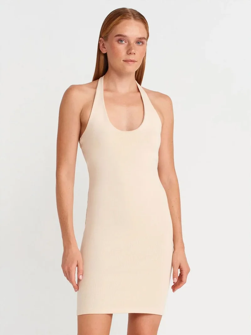 ديلفين Dilvin Ribbed Bodycon Mini Dress