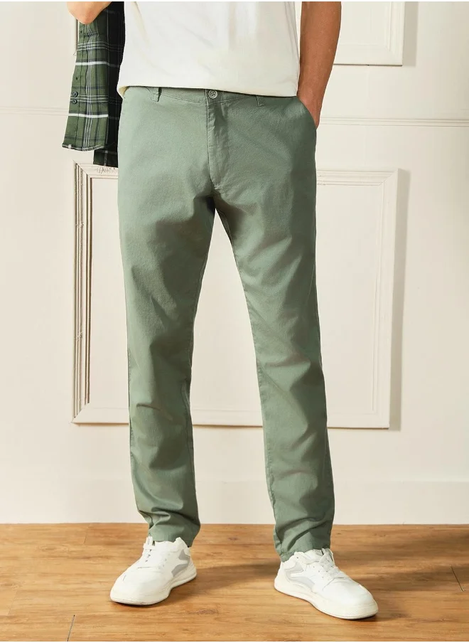 دينيس لينغو Slim Fit Moss Green Cotton Chinos – Stylish and Comfortable