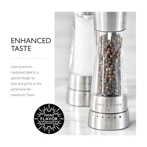 Cole & Mason Derwent Salt and Pepper Grinder Set - Refillable Salt & Pepper Grinder Set with Gourmet Precision Mechanisms - Kitchen Accessories for Cooking - Gift Set, Stainless Steel - Image 4