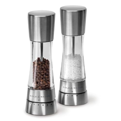 Cole & Mason Derwent Salt and Pepper Grinder Set - Refillable Salt & Pepper Grinder Set with Gourmet Precision Mechanisms - Kitchen Accessories for Cooking - Gift Set, Stainless Steel - Image 1