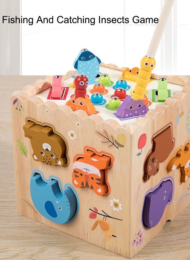 Hammer Pounding Toys Wooden Hammering Game Box  Pounding Bench Toy  MultiFunctional Toy Set Geometric Puzzle Toy Set Toddler Toys 8 in 1 Toys  with Whack A Mole Fishing Game  Preschool Learning Toys  Birthday Gift Boy Girl Baby Toys - Image 5