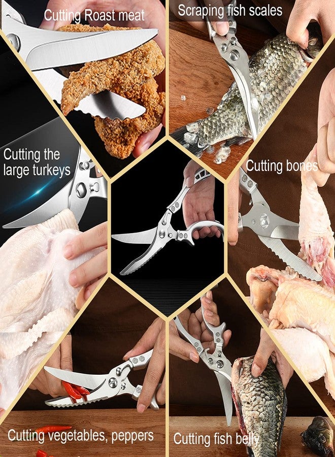 ANDONG Upgrade Heavy Duty Stainless Steel Kitchen Scissors - Professional Poultry Shears for Bone, Meat, Chicken, Fish, Turkey, Vegetables,Spring Loaded Multipurpose Ultra Sharp Utility Scissors - Image 5