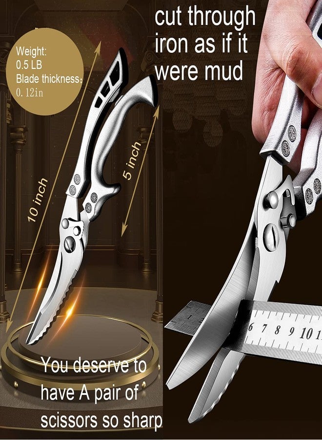 ANDONG Upgrade Heavy Duty Stainless Steel Kitchen Scissors - Professional Poultry Shears for Bone, Meat, Chicken, Fish, Turkey, Vegetables,Spring Loaded Multipurpose Ultra Sharp Utility Scissors - Image 3