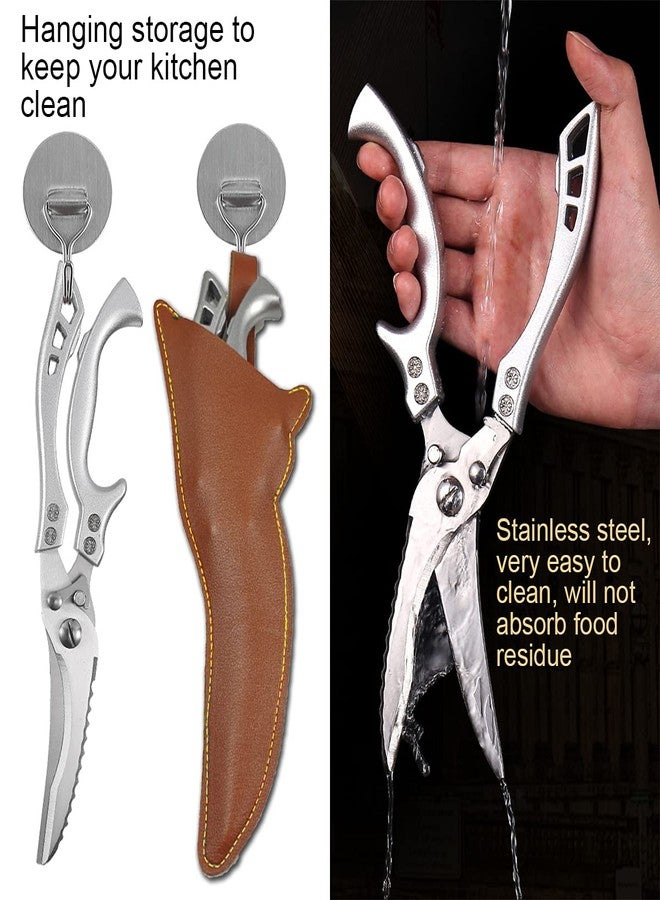 ANDONG Upgrade Heavy Duty Stainless Steel Kitchen Scissors - Professional Poultry Shears for Bone, Meat, Chicken, Fish, Turkey, Vegetables,Spring Loaded Multipurpose Ultra Sharp Utility Scissors - Image 4