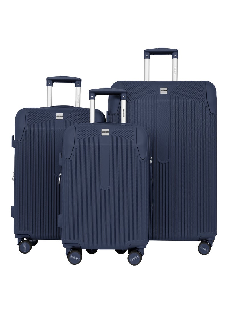 PARAJOHN Sentra 3 Pieces ABS Luggage Trolley Set - Dark Blue  - Image 1