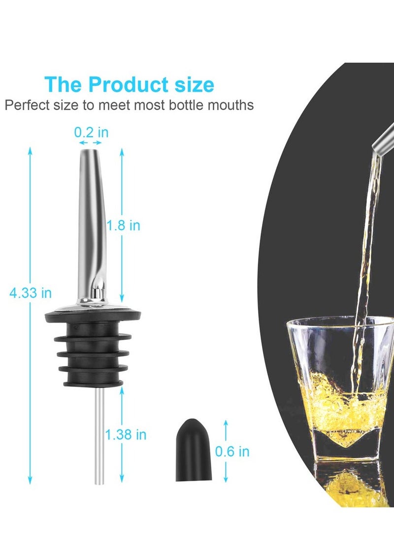 KASTWAVE 12PCS Stainless Steel Liquor Bottle Pourers Pourers with Siamese Rubber Dust Caps, Olive Oil and Vinegar Tapered Stopper Spout, Liquor Pourers Dust Caps Covers with Rubber Dust Caps - Image 5