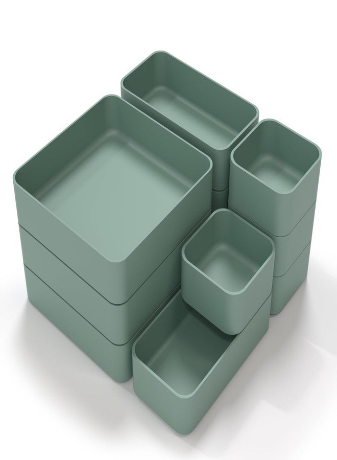CHANCETSUI 11-Piece Stackable Drawer Organizer Set, Multi-size Desk Drawer Organizer Trays Vanity Storage Bins for Storing Makeup, Stationery, Utensils in Bathroom Dresser, Office and Kitchen - Image 1