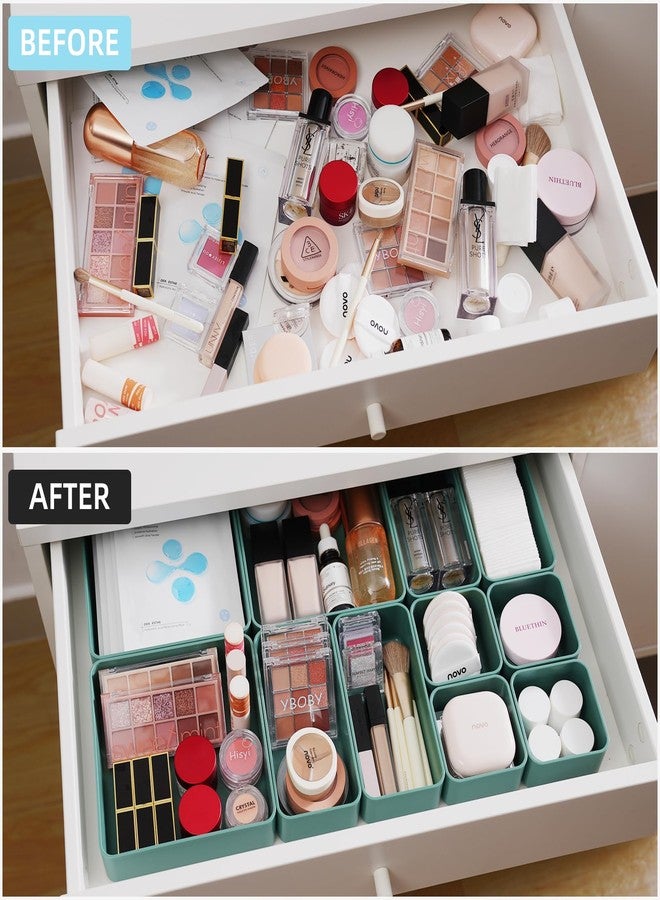 CHANCETSUI 11-Piece Stackable Drawer Organizer Set, Multi-size Desk Drawer Organizer Trays Vanity Storage Bins for Storing Makeup, Stationery, Utensils in Bathroom Dresser, Office and Kitchen - Image 2