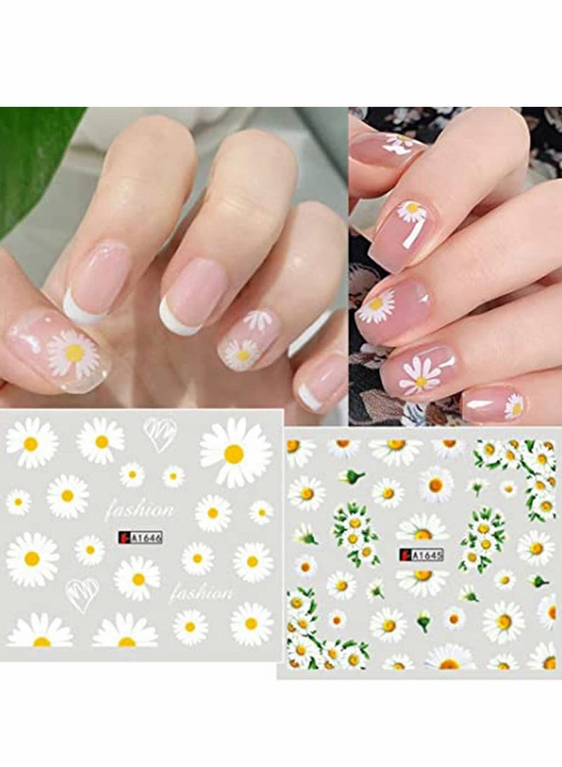 SYOSI Daisy Nail Water Stickers Decals, Sunflower Art Sticker, Summer Decorations, Small Daisies Flower Designs Stickers, Tips DIY Accessories 12PCS - Image 2