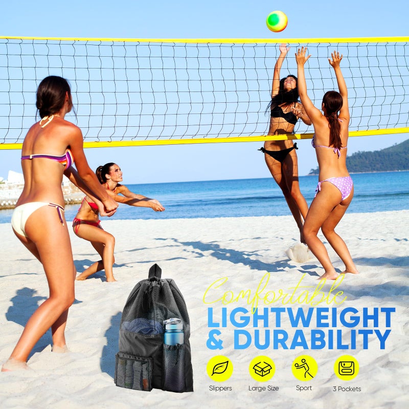 HOHOM Mesh Swim Bag Beach Drawstring Backpack, Waterproof Gym Bags for Women and Men, Large Pool Bag Swimming Gear for Swimmers - Image 5