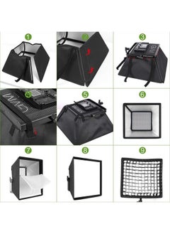 GVM Foldable Softbox Diffuser with Grid Beehive for GVM 50RS 672S MB832 520LS 520S 1200D Series LED Panel Lights, Video Lights, Suitable for Portrait Photography, Video Lighting, 14.9 x 15.7