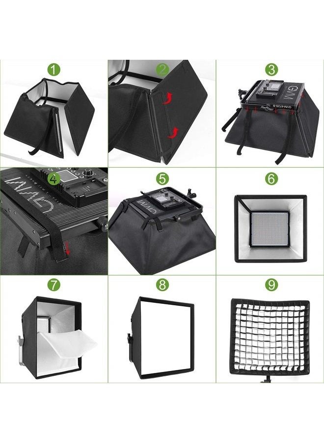GVM Great Video Maker GVM Foldable Softbox Diffuser with Grid Beehive for GVM 50RS 672S MB832 520LS 520S 1200D Series LED Panel Lights, Video Lights, Suitable for Portrait Photography, Video Lighting, 14.9 x 15.7 