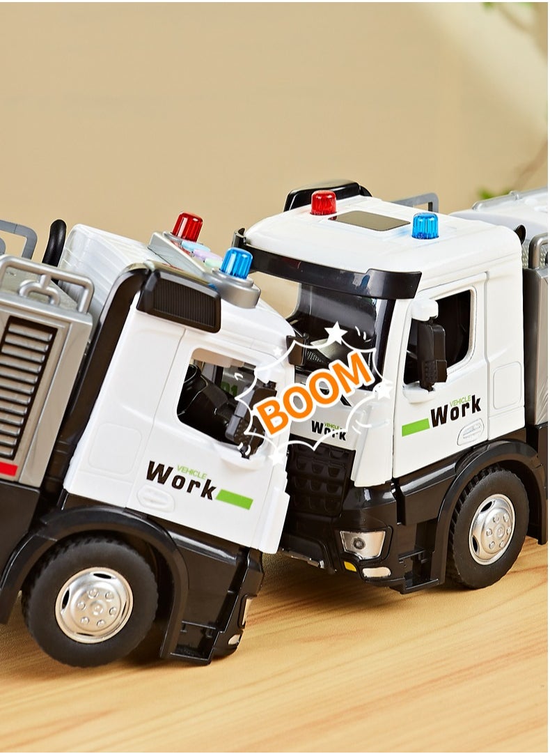GULFLINK Water Spray Music and Sound Scale City Utility Vehicle Toy Alloy Car for Kids White  - Image 4