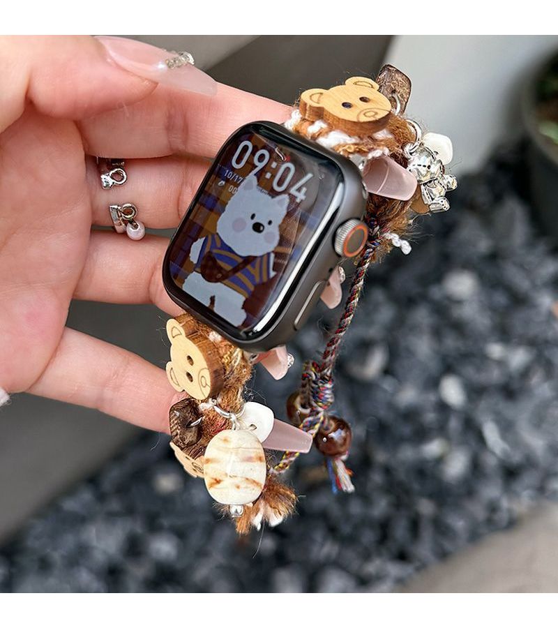 Ins Style Plush Woven Button Bracelet Band Compatible with Apple Watch SE 38mm 40mm 41mm 42mm Ultra 10 9 8 7 6 5 4 3 2 1 Mixed Color 1 - Image 5