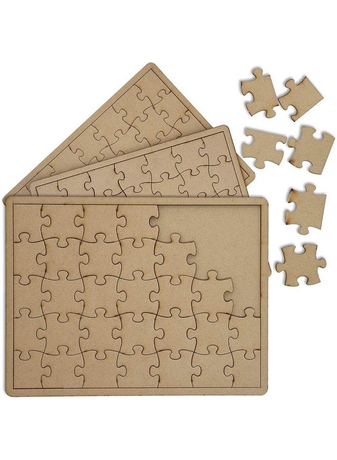 Bright Creations مجموعة من 3 قطع أحجيات خشبية فارغة من القماش، كل قطعة مكونة من 35 قطعة للفنون والحرف اليدوية (10 × 7 بوصة) - Image 1