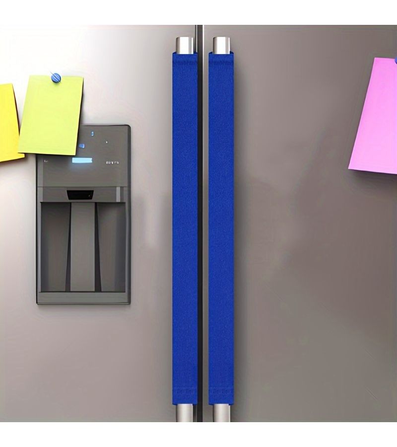 1 Pair Blue Solid Soft Plush Refrigerator Handle Covers Microwave Dust Covers - Image 4