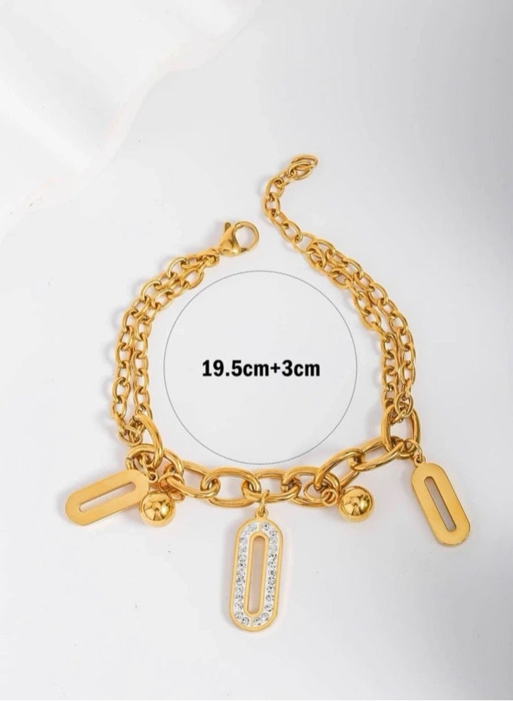 نيو ستايل اسوارة نسائية من الاستانلس ستيل مطلية باللون الذهبي عيار 18 - Image 4