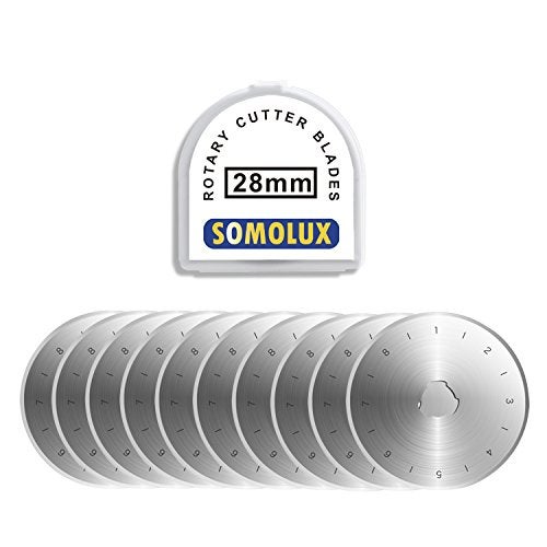 Somolux SOMOLUX 28mm Rotary Cutter Blades 10 Pack, Fits OLFA,Fiskars Etc Rotary Cutter Replacement, Quilting Scrapbooking  - Image 1