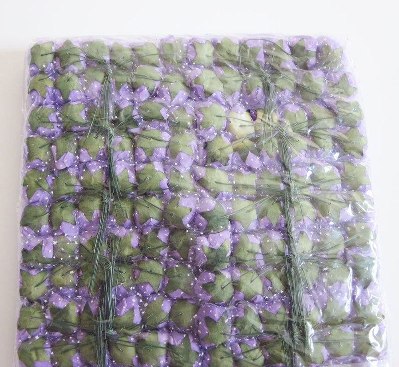 Artfen Mini Fake Rose Flower Heads 144pcs Mini Artificial Roses DIY Wedding Flowers Accessories Make Bridal Hair Clips Headbands Dress (Bottom add Gauze) Purple - Image 3