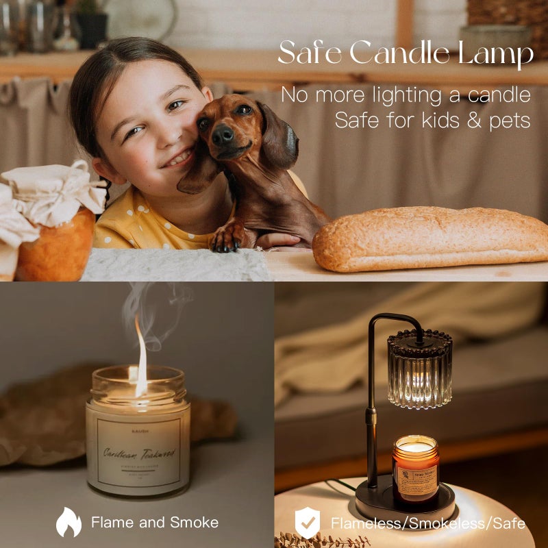 Candeldo Candle Warmer Lamp with Timer: Black Candle Warming Lamp Height Adjustable Wax Melt Warmer Dimmable Modern Farmhouse New Home Bedroom Decor Mothers Day Housewarming Gift for Women - Image 5