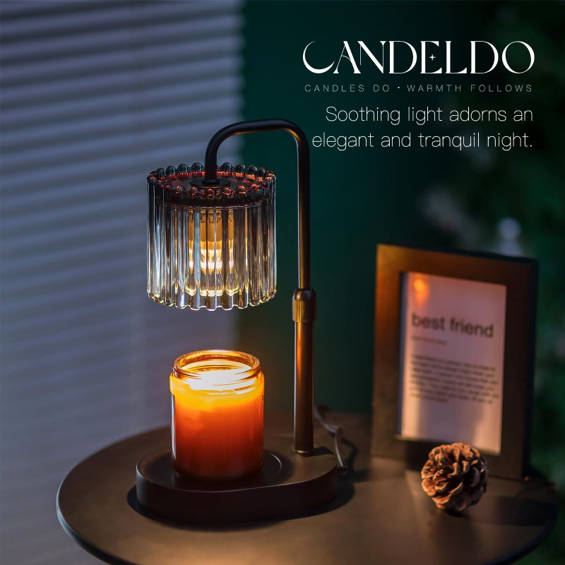 Candeldo Candle Warmer Lamp with Timer: Black Candle Warming Lamp Height Adjustable Wax Melt Warmer Dimmable Modern Farmhouse New Home Bedroom Decor Mothers Day Housewarming Gift for Women - Image 2