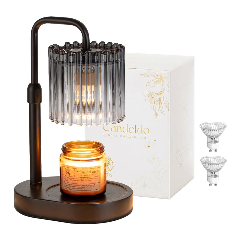 Candeldo Candle Warmer Lamp with Timer: Black Candle Warming Lamp Height Adjustable Wax Melt Warmer Dimmable Modern Farmhouse New Home Bedroom Decor Mothers Day Housewarming Gift for Women - Image 1